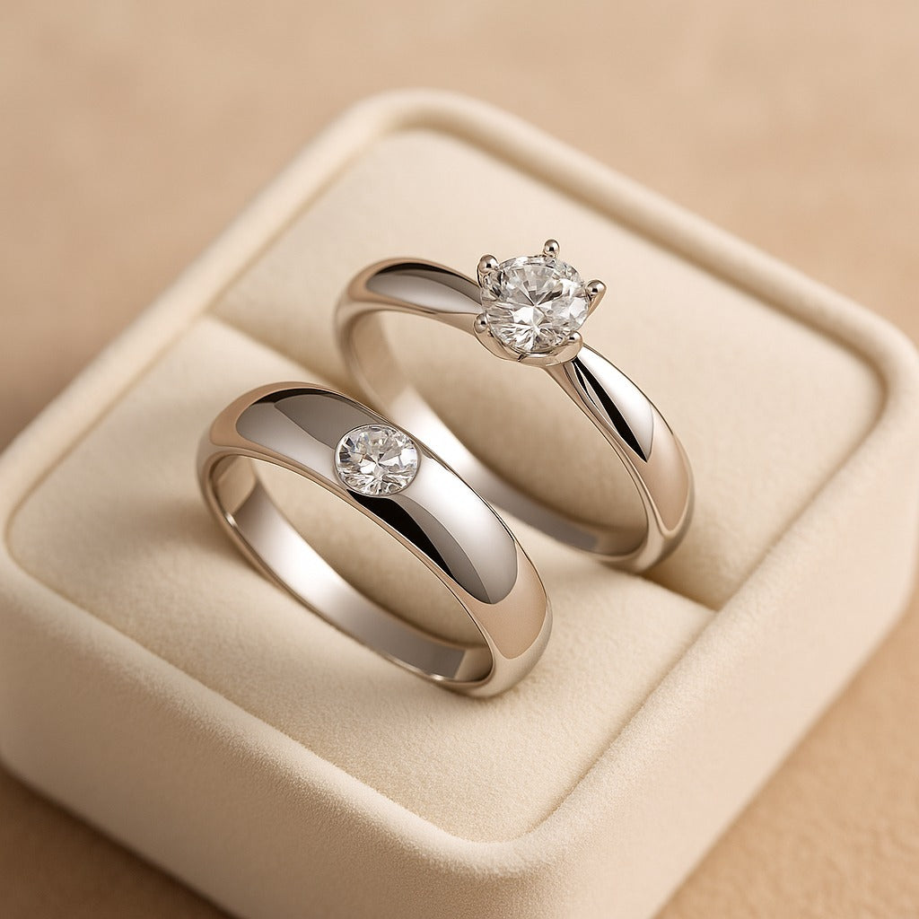 Beautiful silver ring set for couples