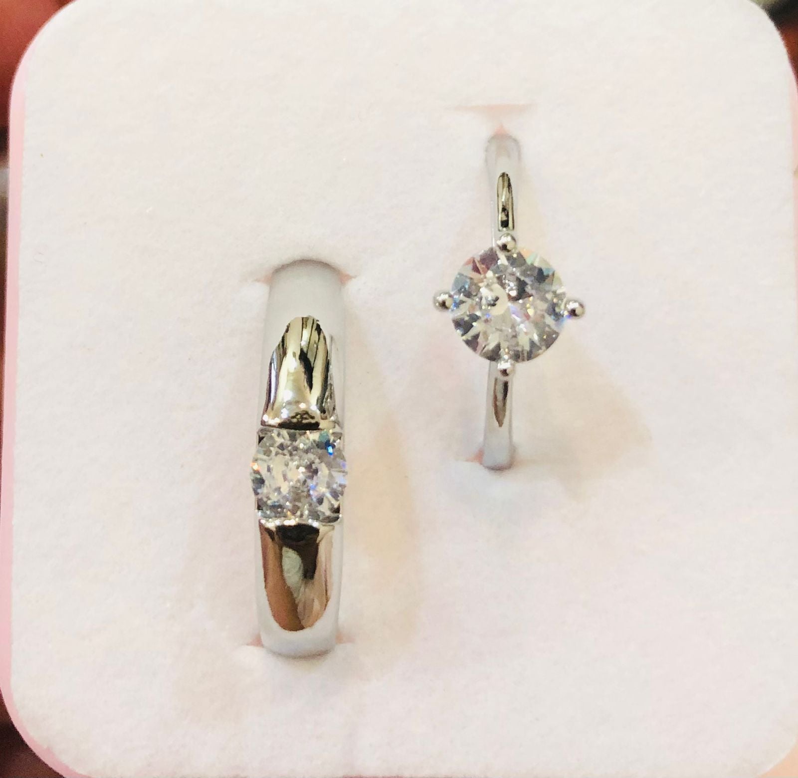 Timeless Couple Ring Set – Solitaire Look for Her, Bold Band for Him | Silver-Tone Fashion Jewelry